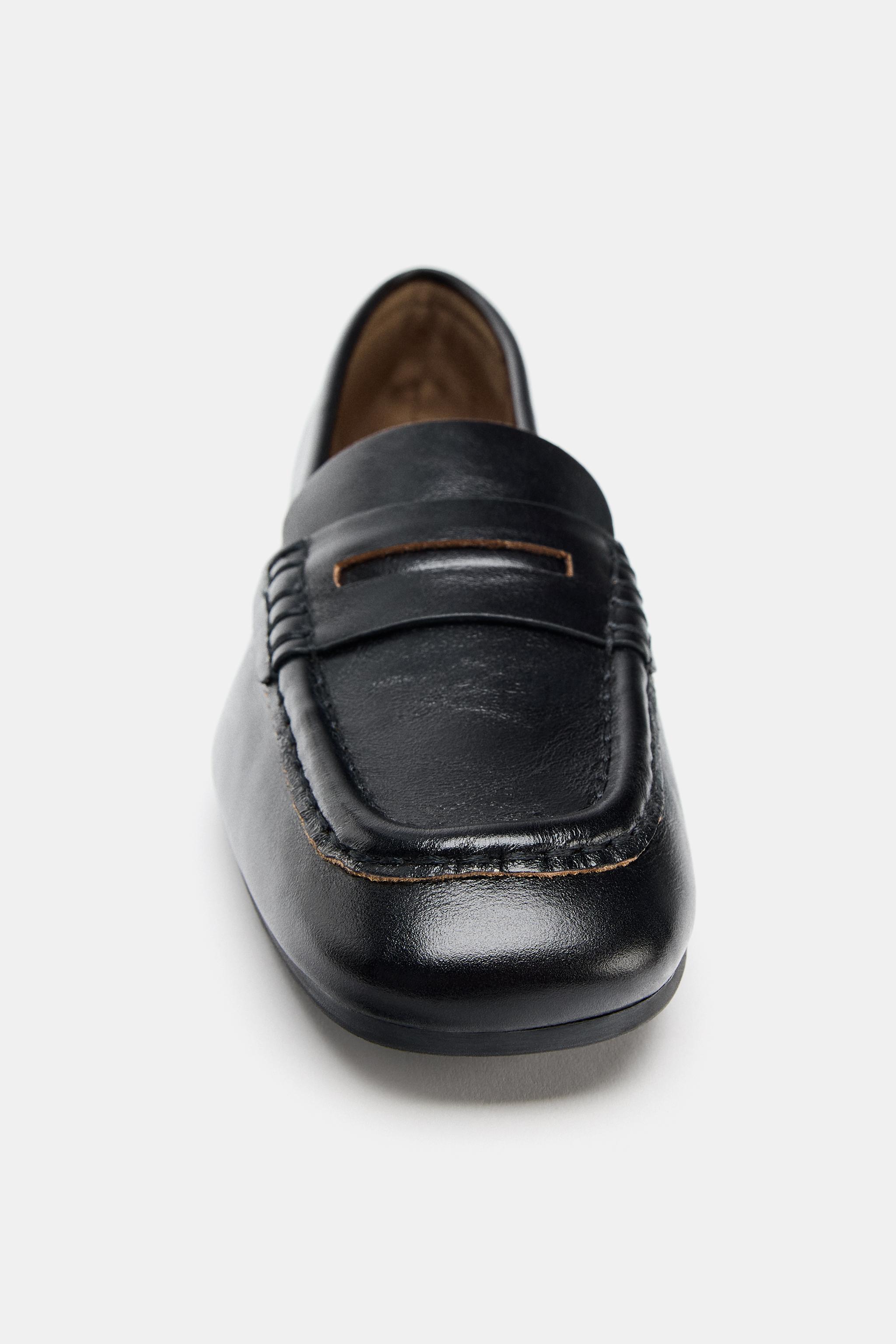 SQUARE TOE LEATHER LOAFERS